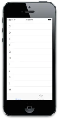 The alphabet in a table-view